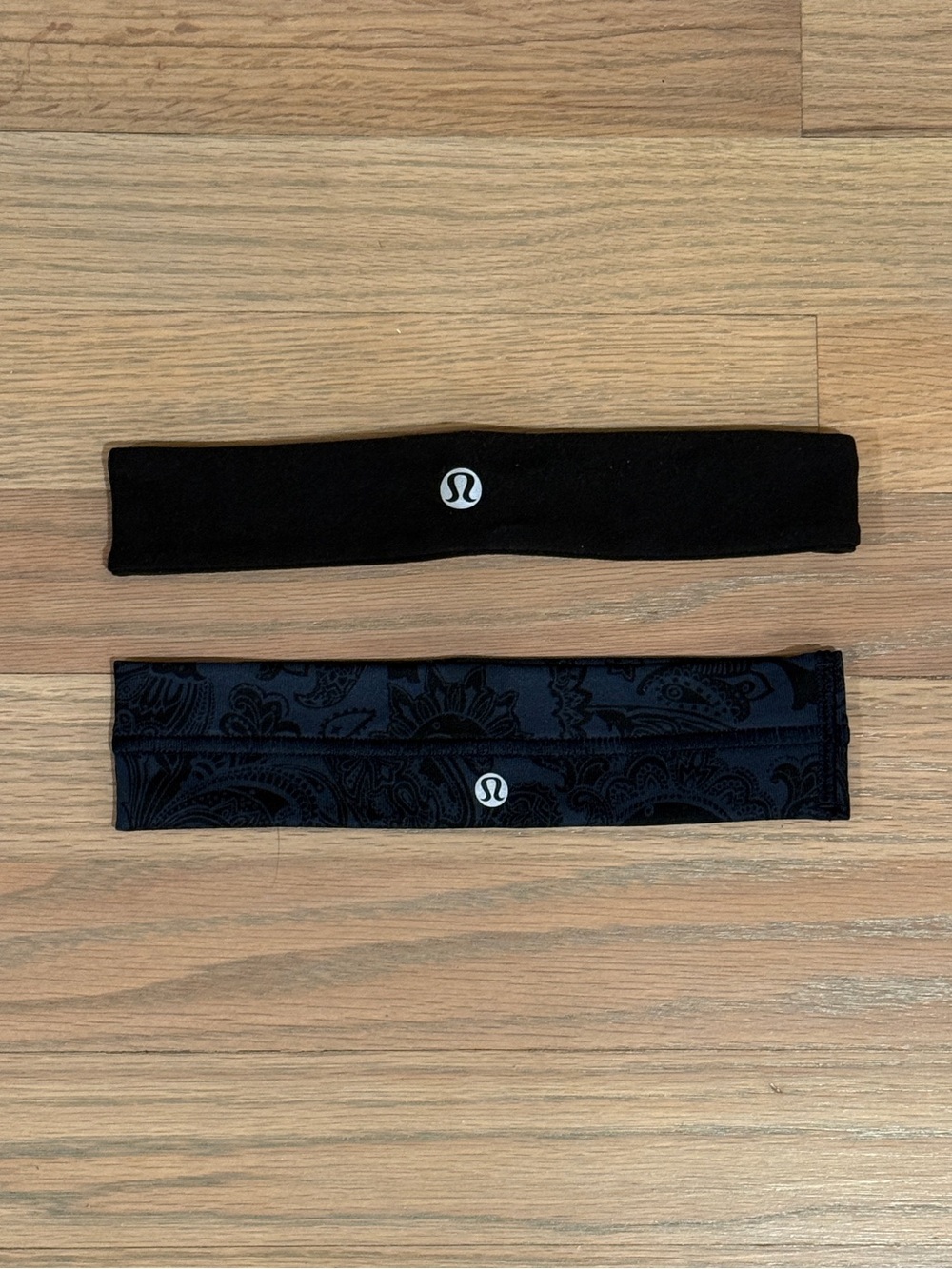 Lululemon Headbands, Black and Navy Paisley Print, OS